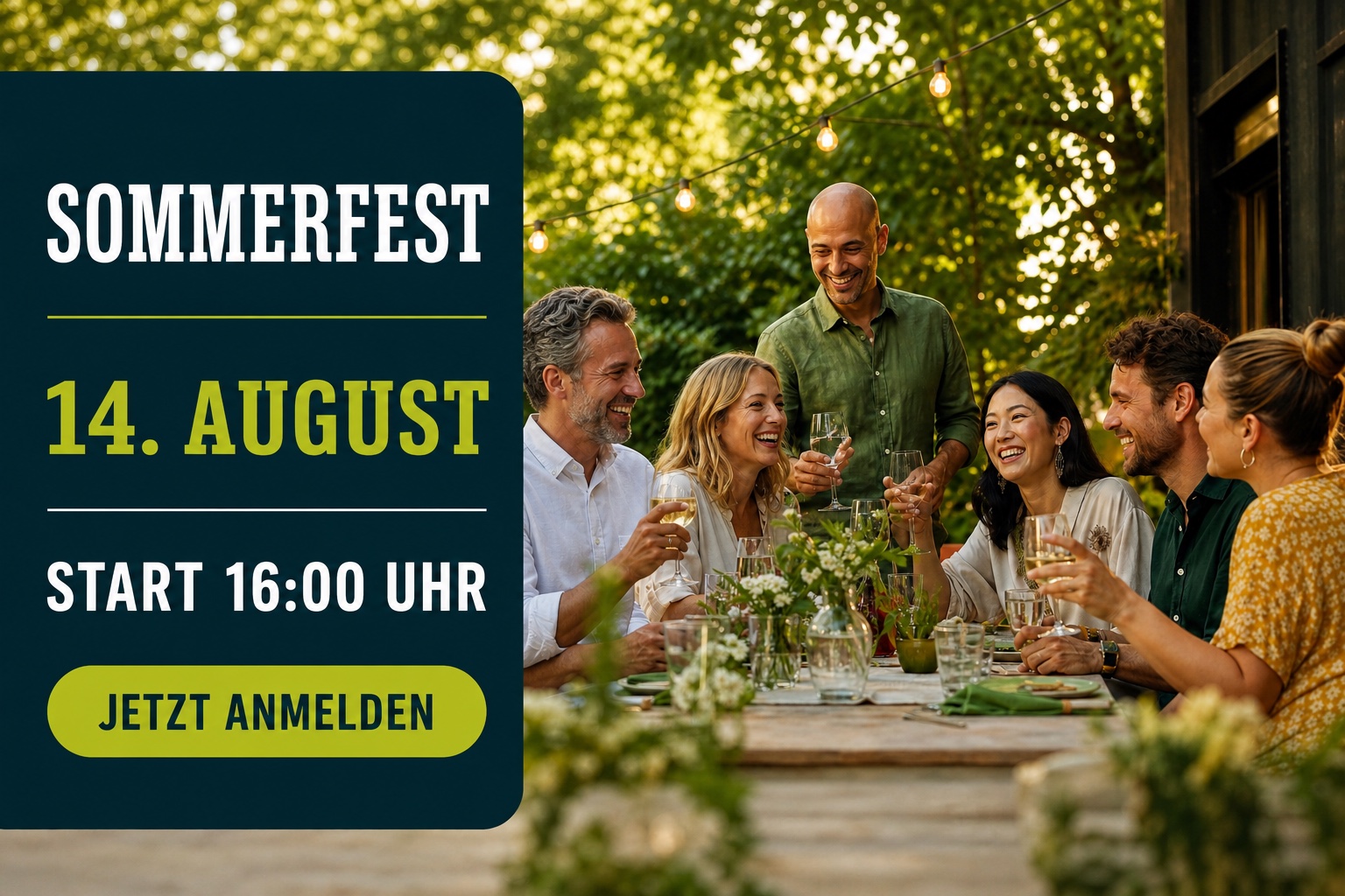 Sommerfest am 14. August, Start um 16 Uhr, jetzt anmelden
