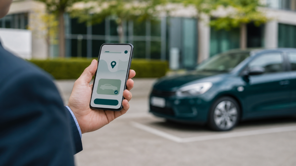 Digitale Buchung eines EcoFleet-Fahrzeugs per Smartphone